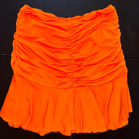 Orange Ruched Ruffle Skirt - Picture 3 of 3
